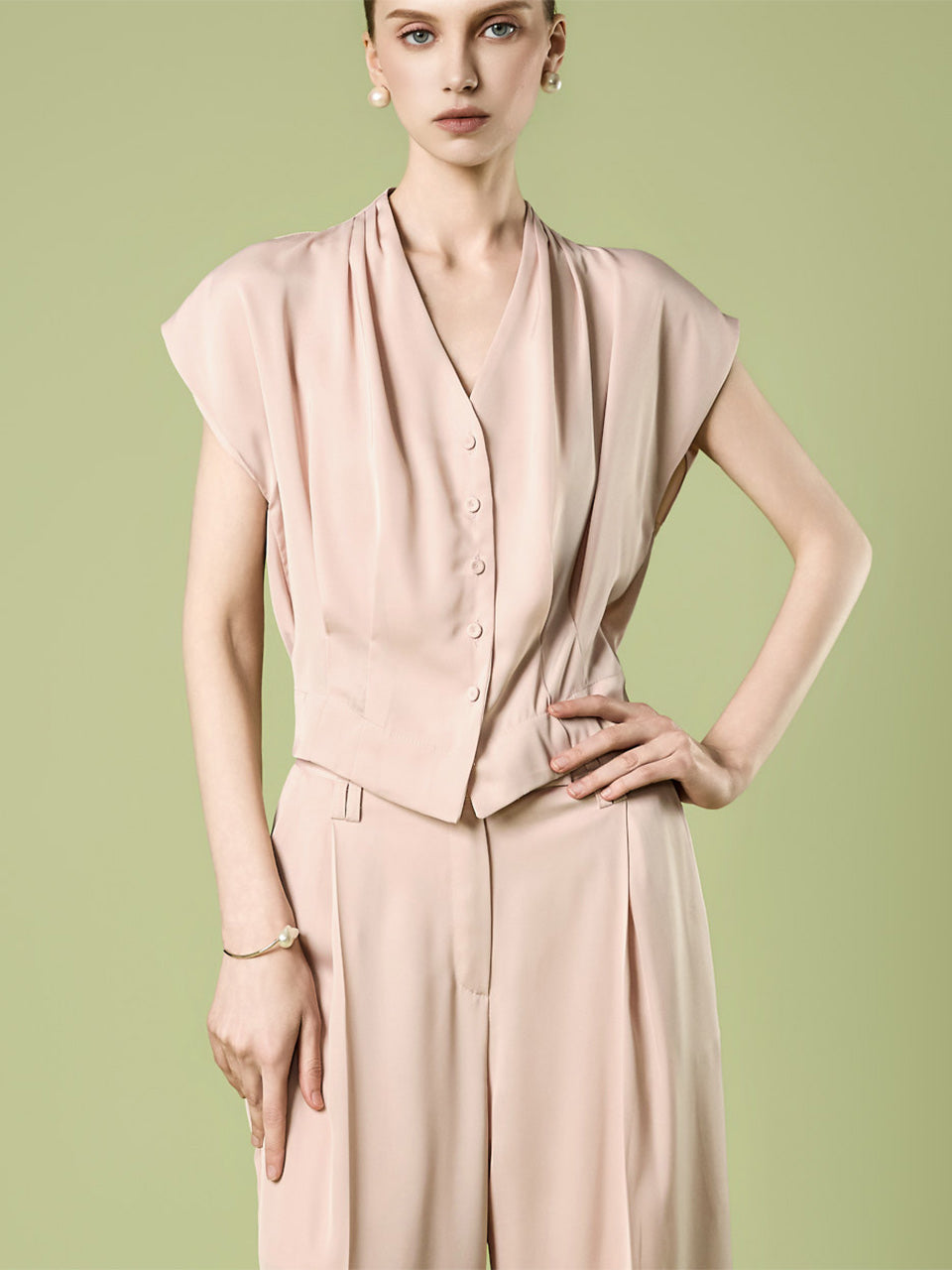 B3207 Satin Vest Blouse