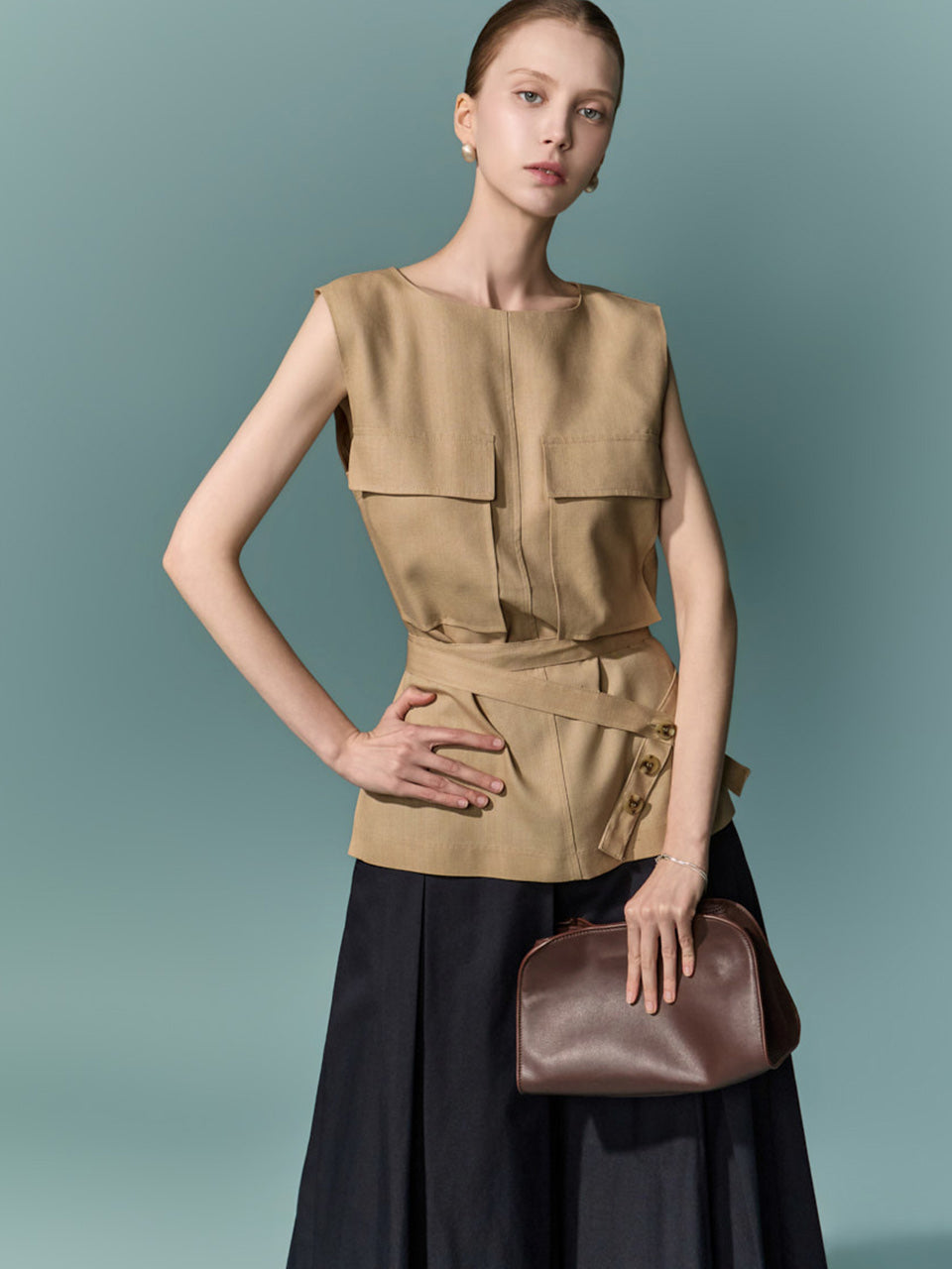 B3228 Belt Set Lyocell Blouse