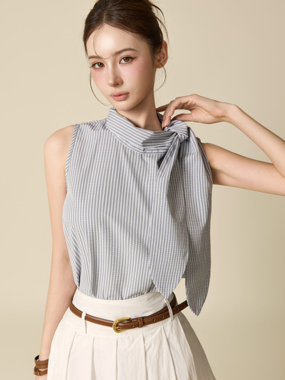 B3242 Striped Tie Blouse