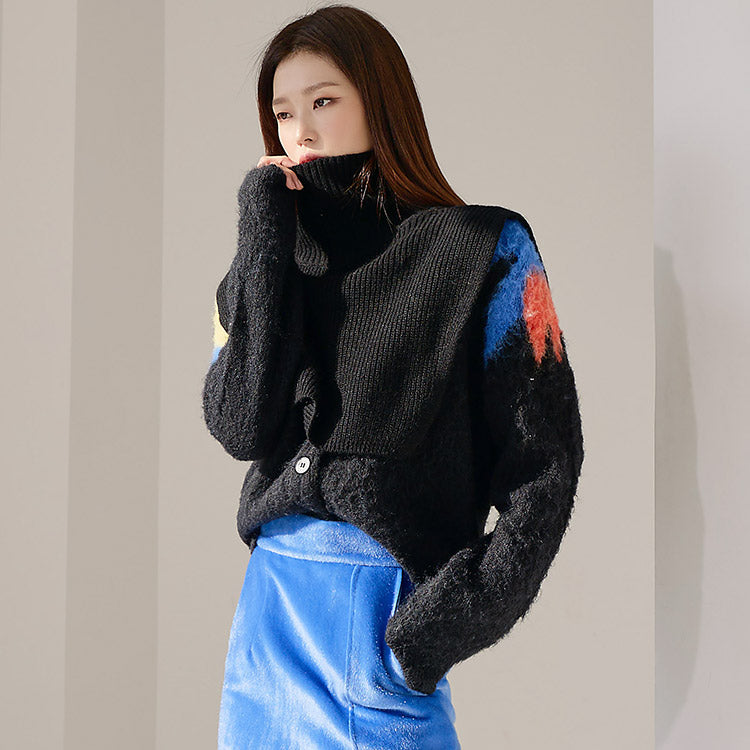 E2889 Turtleneck Knit Vest