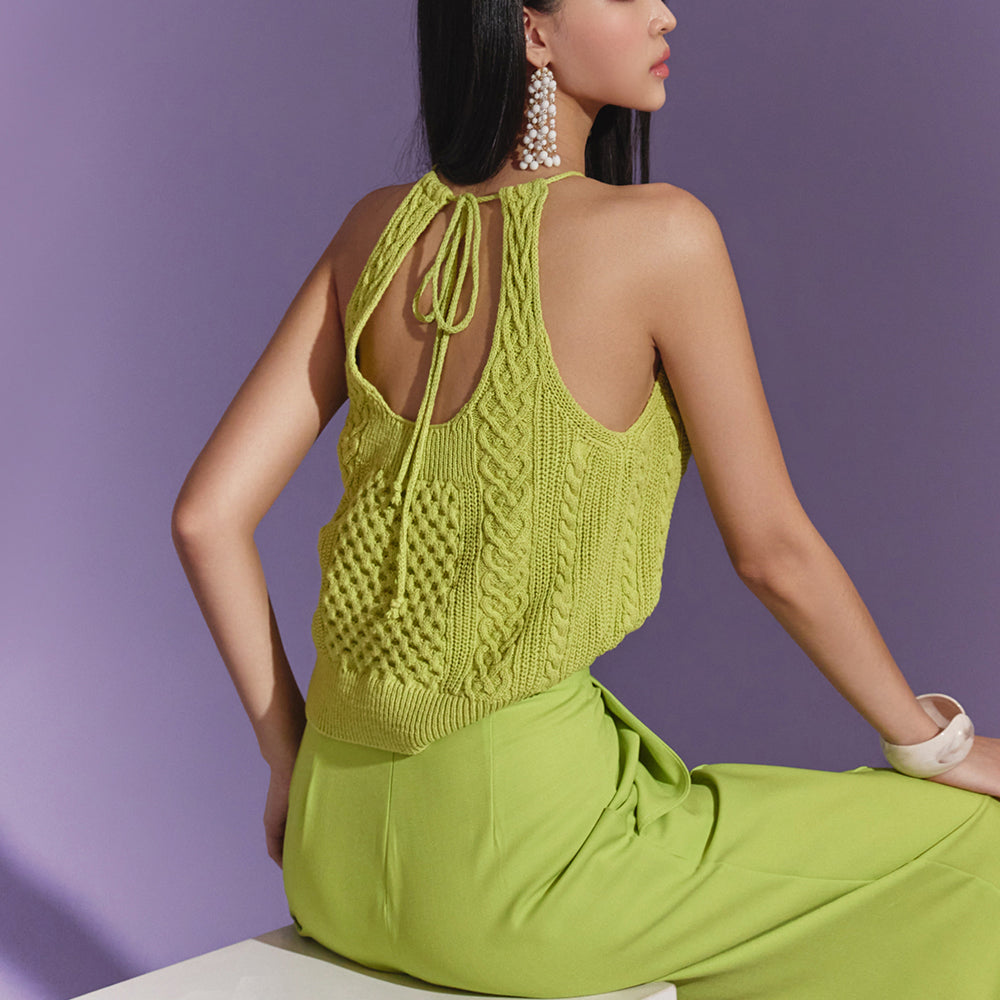 E3050 Knotted Halter Sleeveless Knit