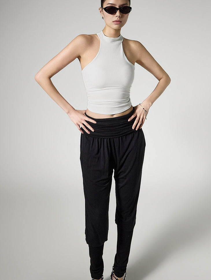 E4141 Halter Cap Sleeveless Top