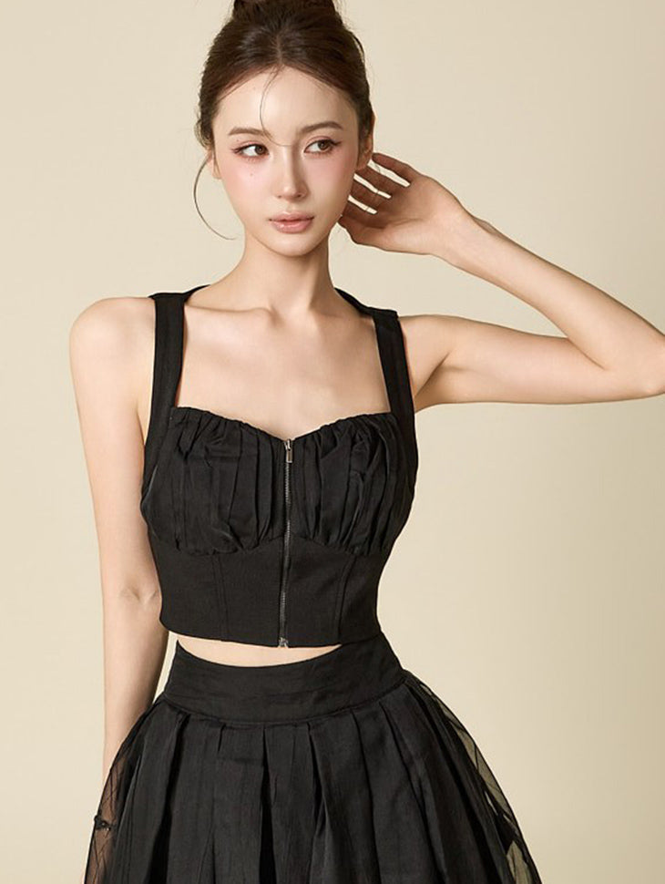E9041 Shirred Zipper Bustier