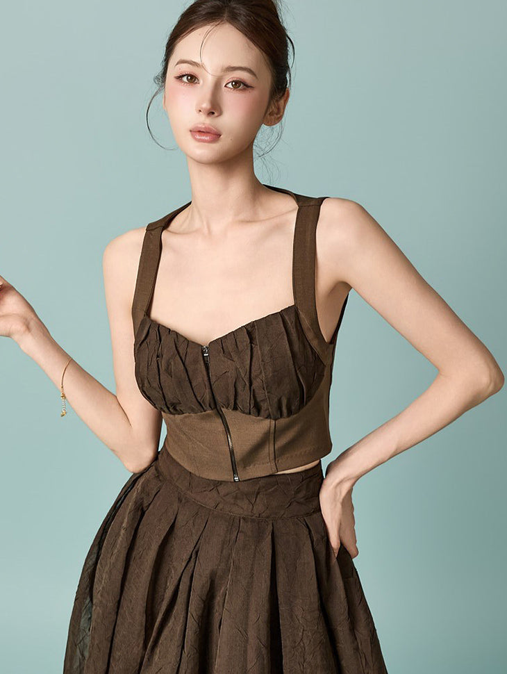 E9041 Shirred Zipper Bustier