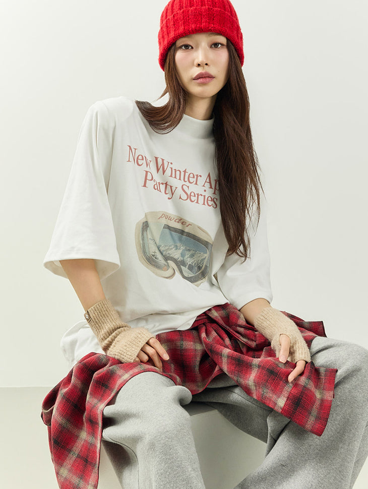 E4076 High Neck Printed Top