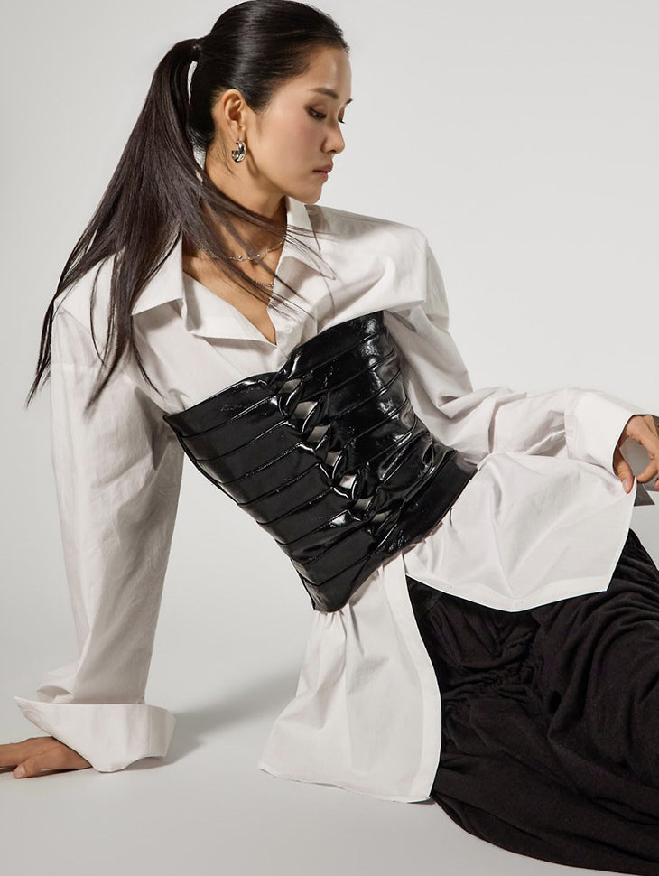 E4140 Corset Leather Tube Top