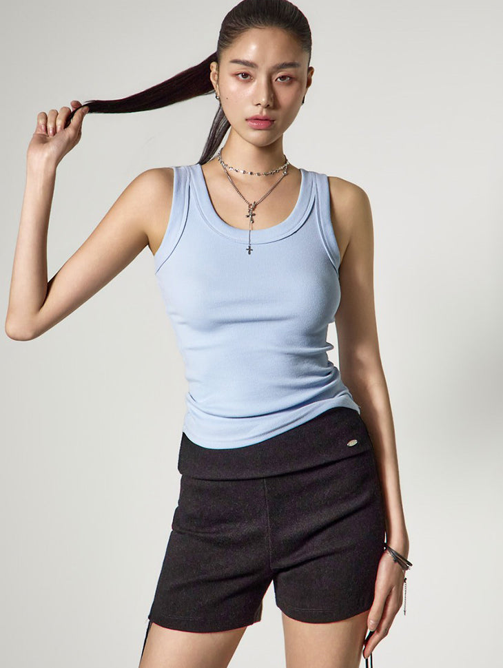 E4155 Basic Ribbed Sleeveless Top