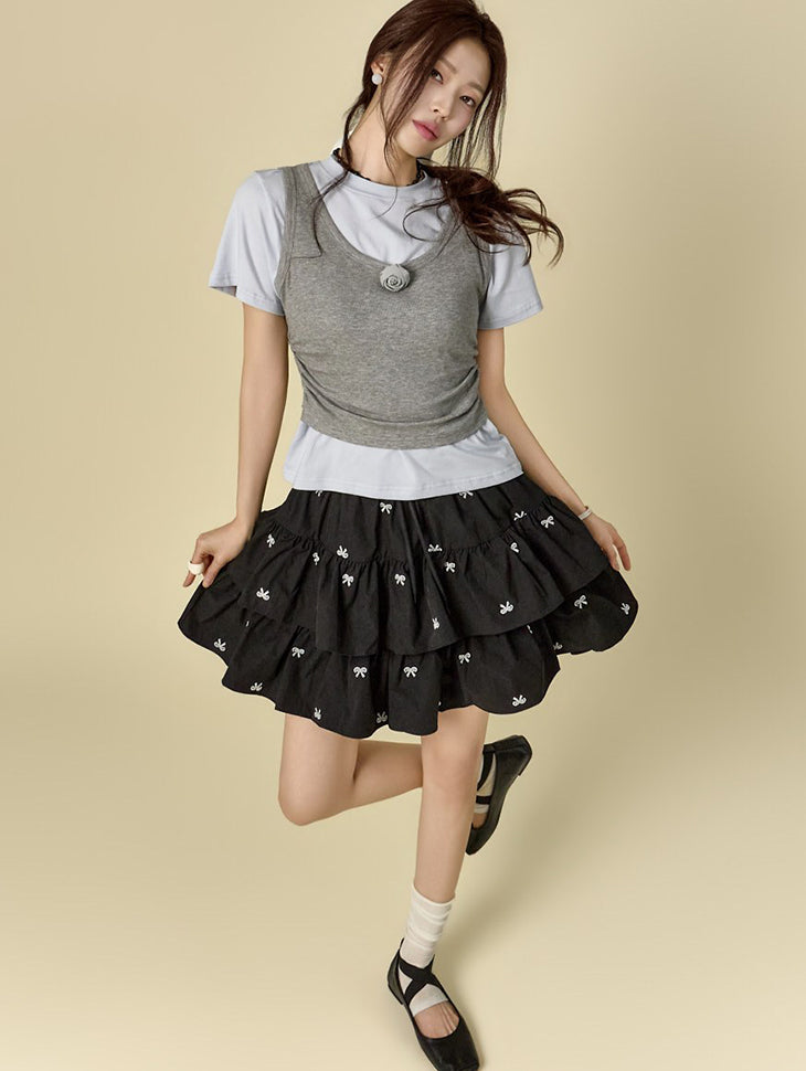 E4213 Rose Layered Top