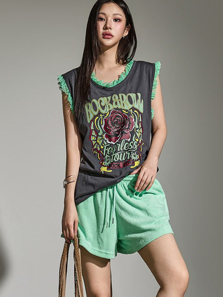 E4273 Rose Frill Top