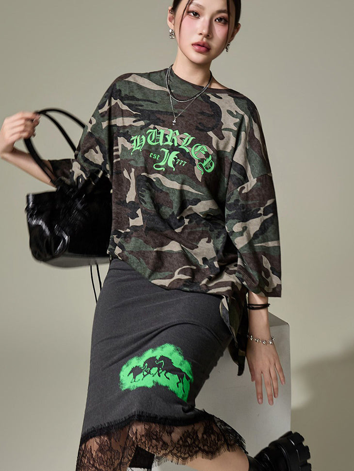 E4346 Camo Print Top