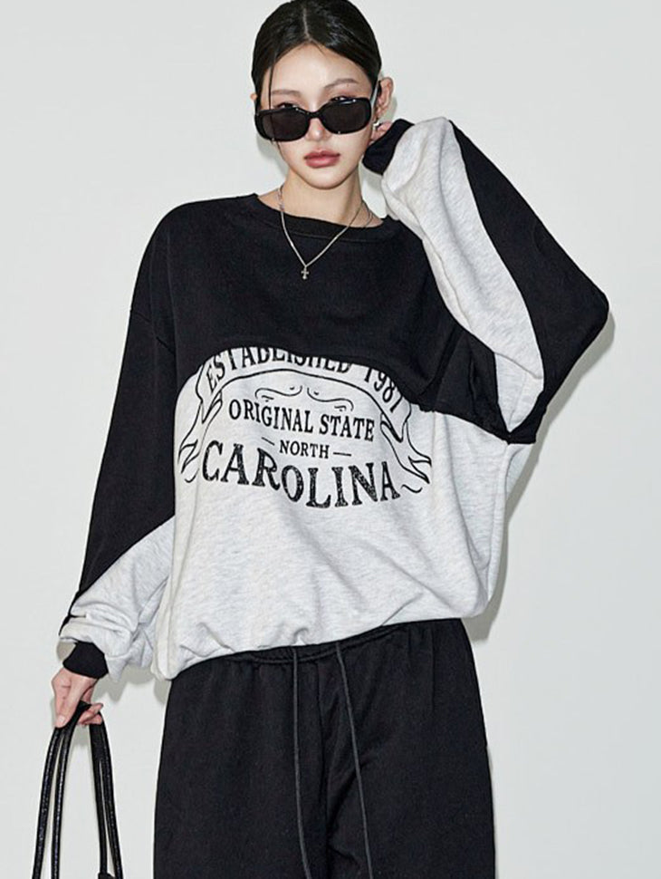 E4372 Lettering Contrast Sweatshirts