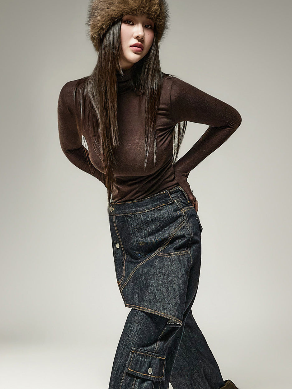 E4397 Sheer Tencel High-Neck Top