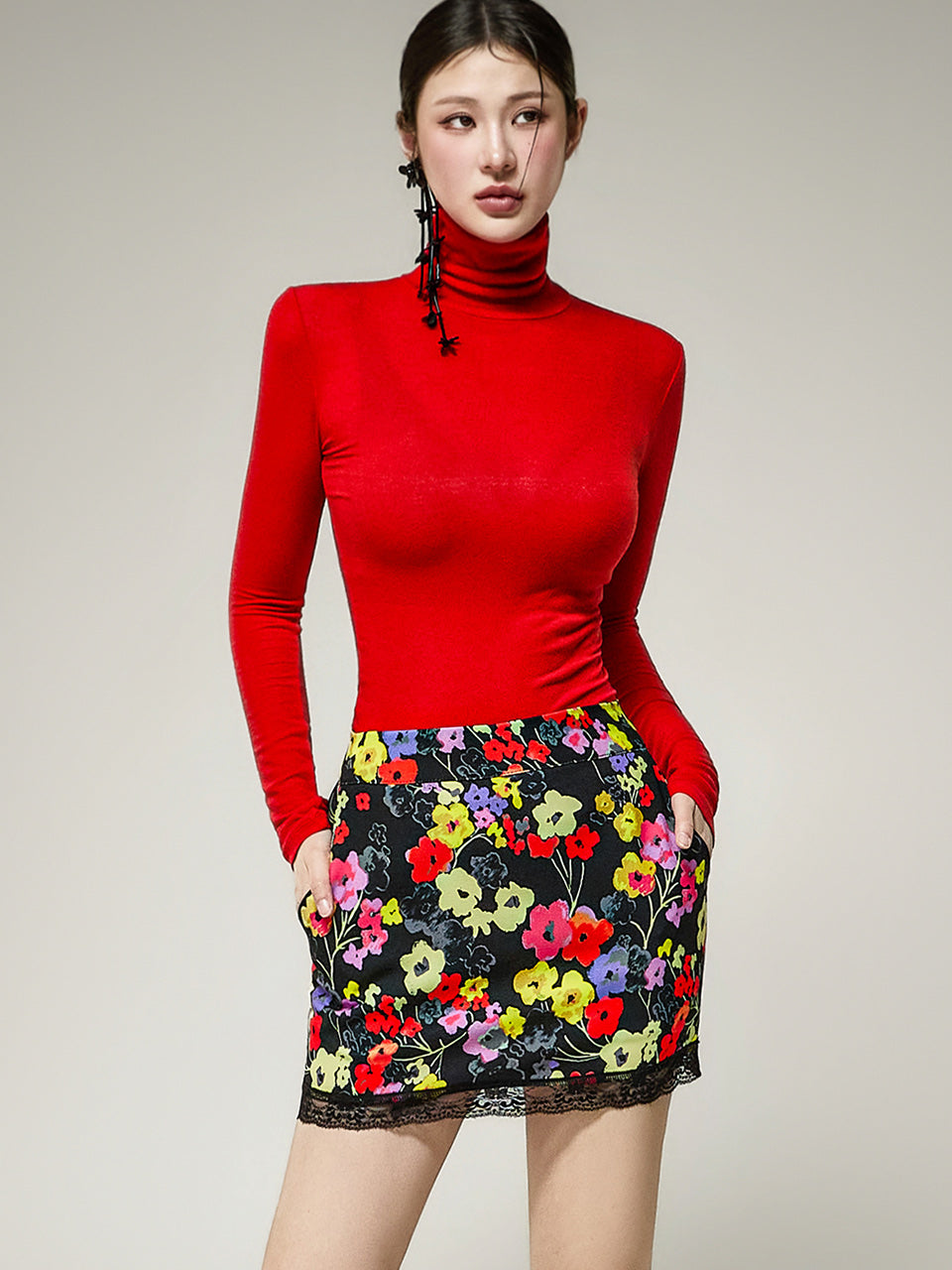 E4397 Sheer Tencel High-Neck Top