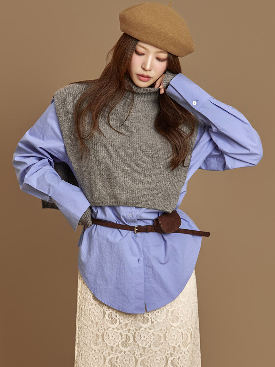 E2889 Turtleneck Knit Vest