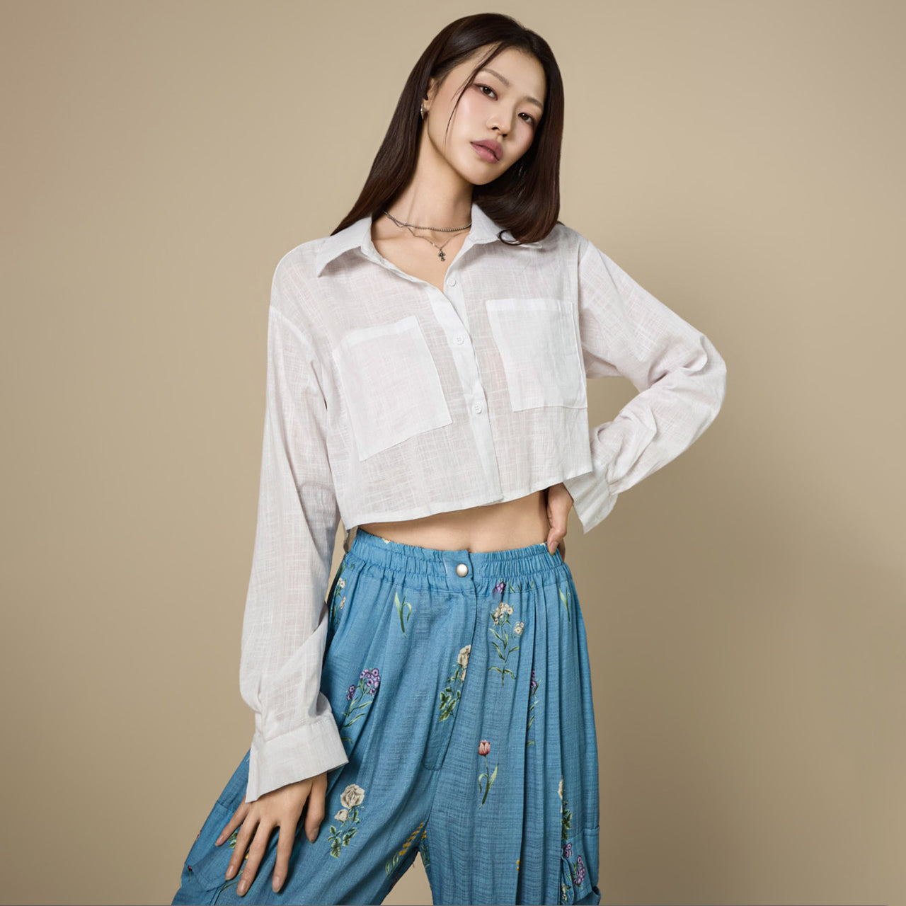 S902 Pocket Crop Shirts