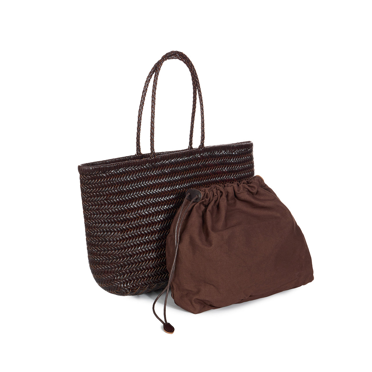 A-1707 Leather Rattan Shopper Bag