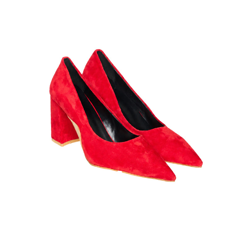 AR-3610 Suede Mid-Heel Pumps