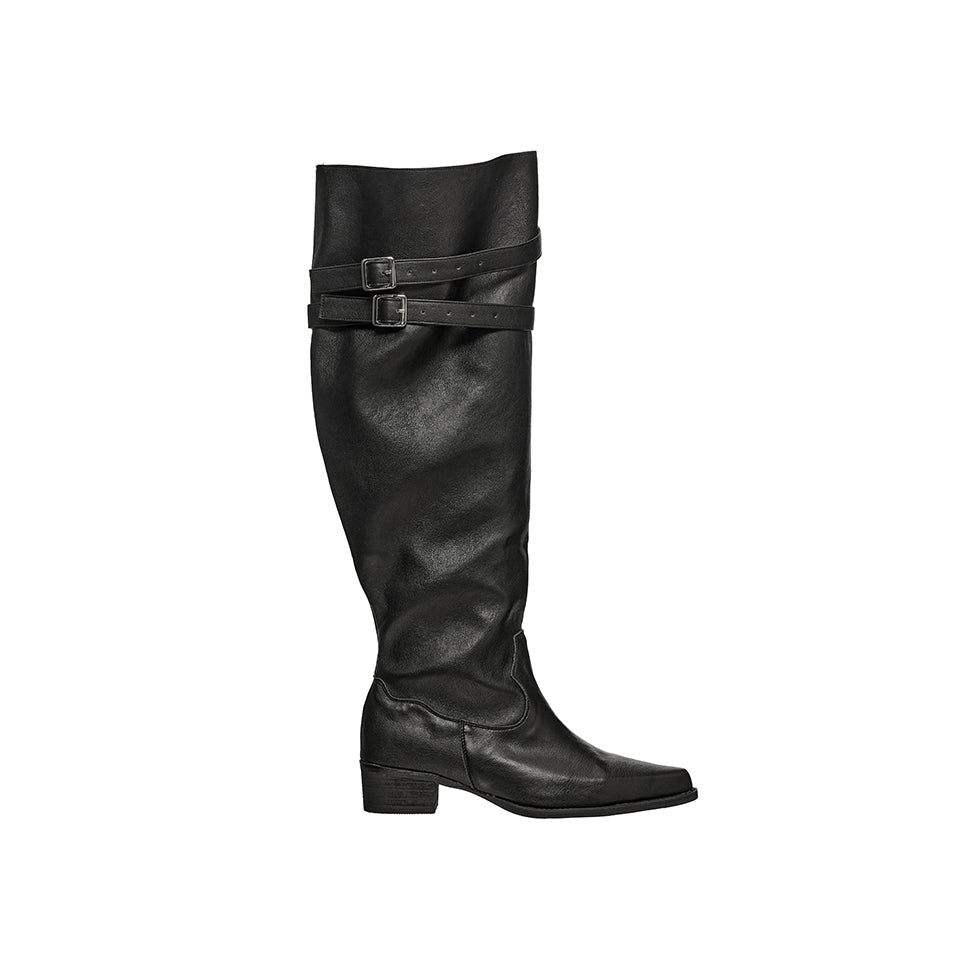 AR-3650 Double Buckle Shirred Long Boots
