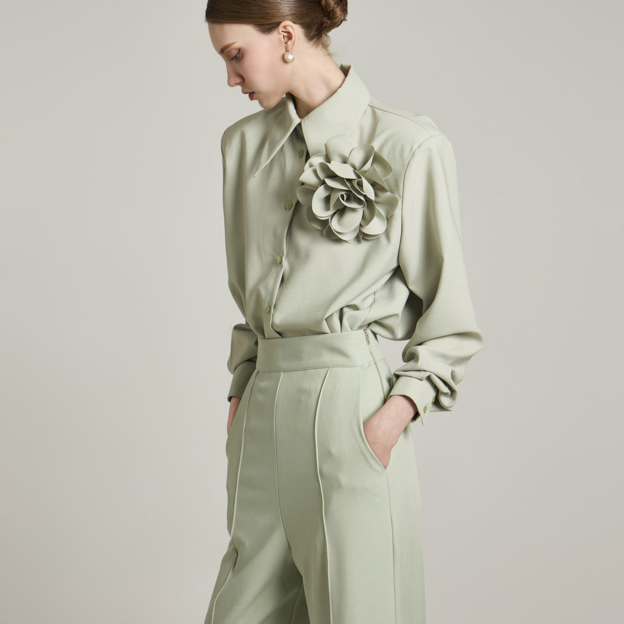 B3044 Blouse with Corsage