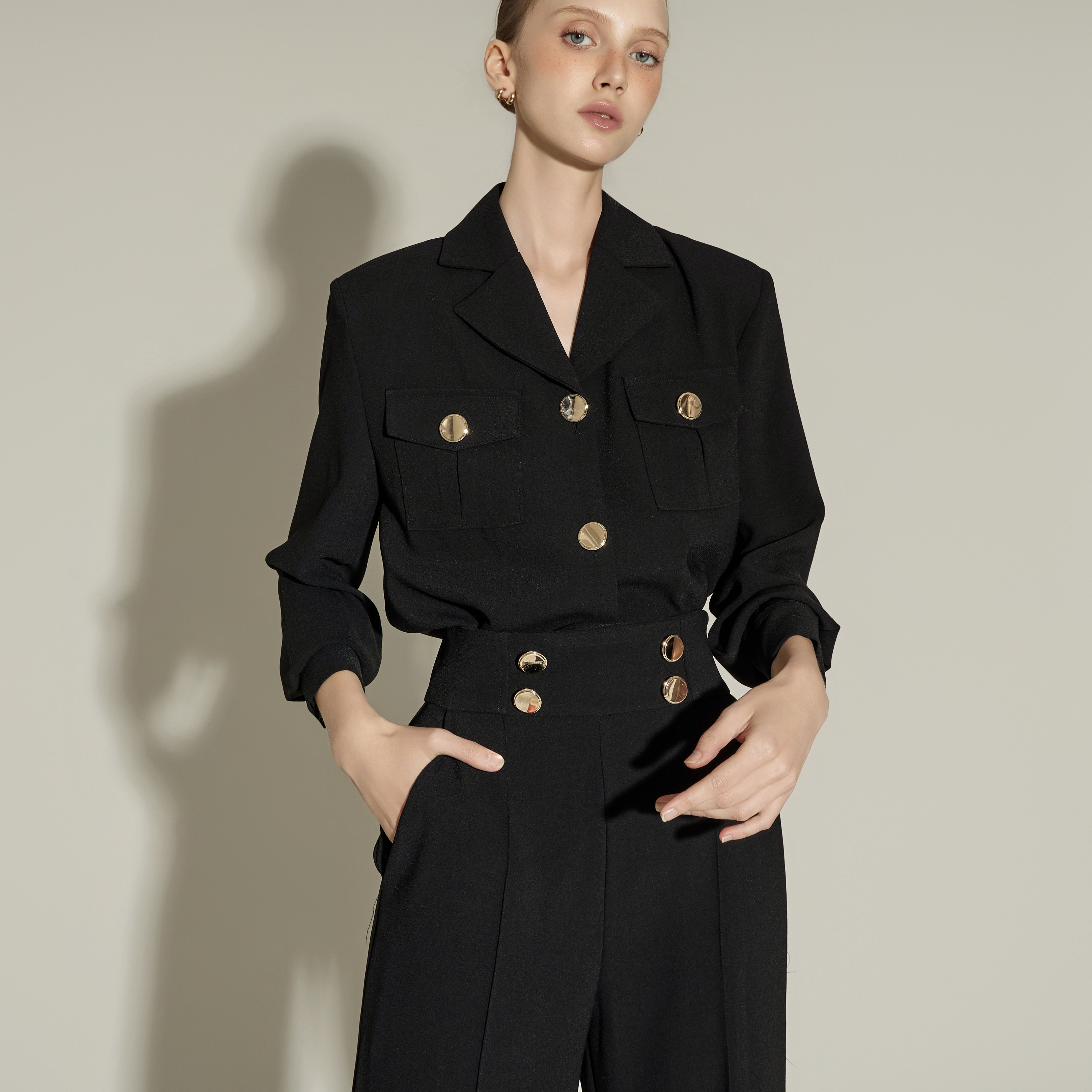 B3144 V-Neck Button Blouse