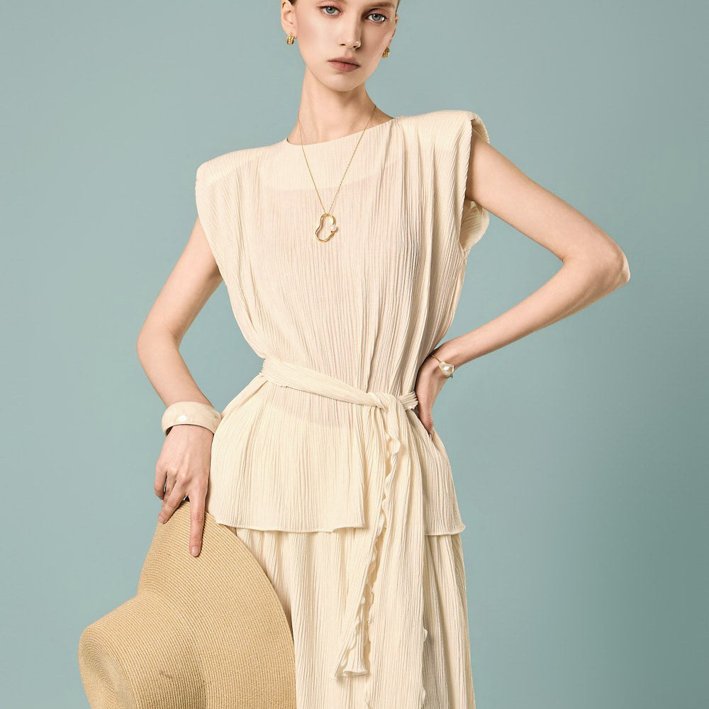 B3209 Wrinkle Scarf Blouse