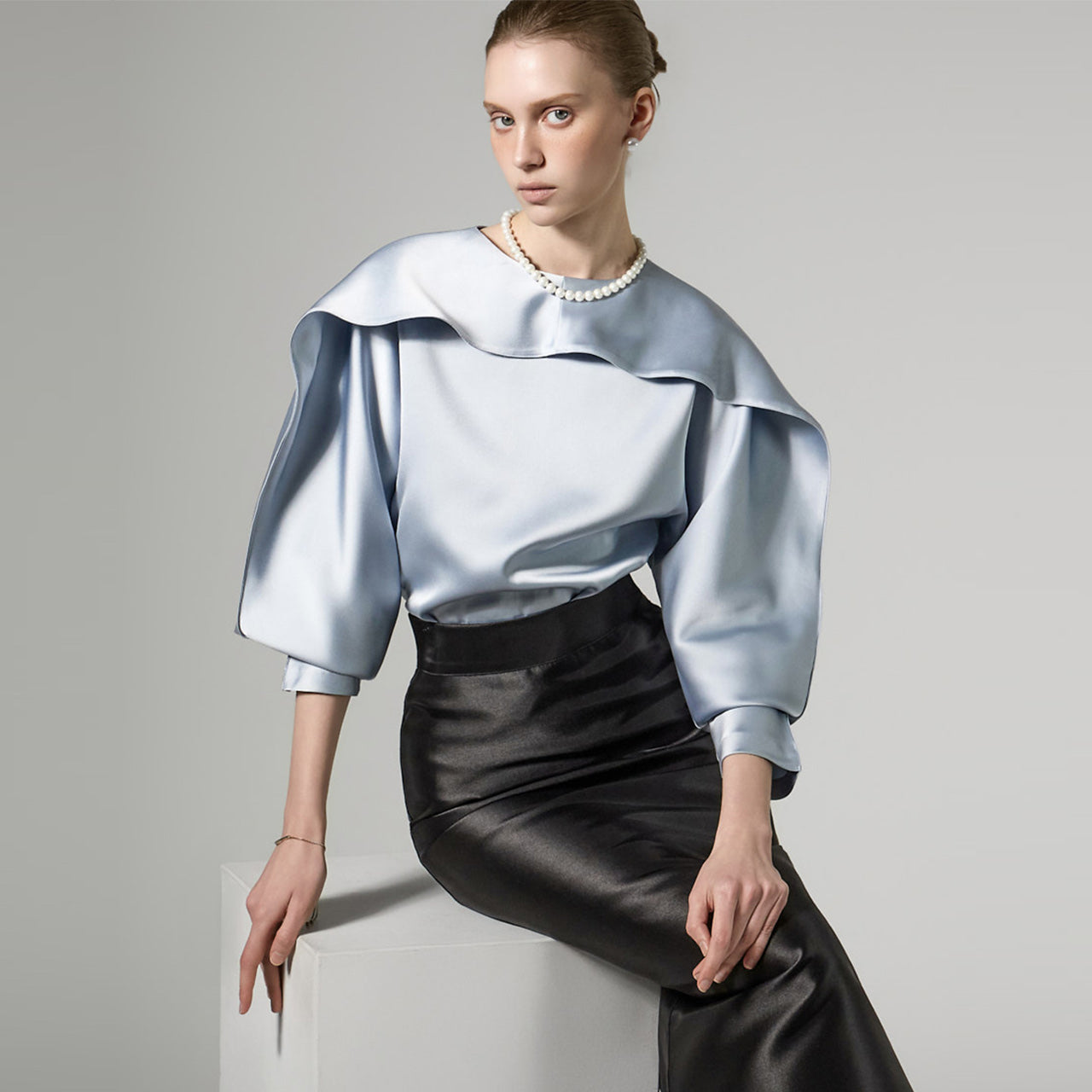 B9207 Frill Neck Blouse