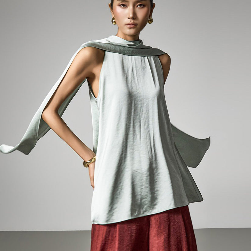 B9217 Silky Scarf Blouse