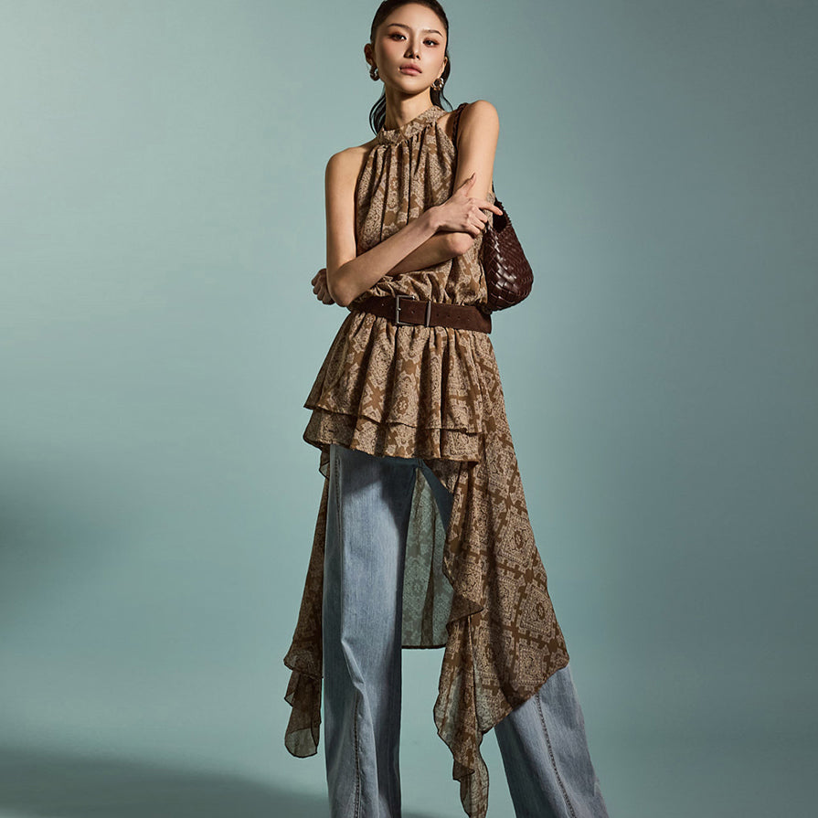 D5270 不对称连衣裙（配腰带） 