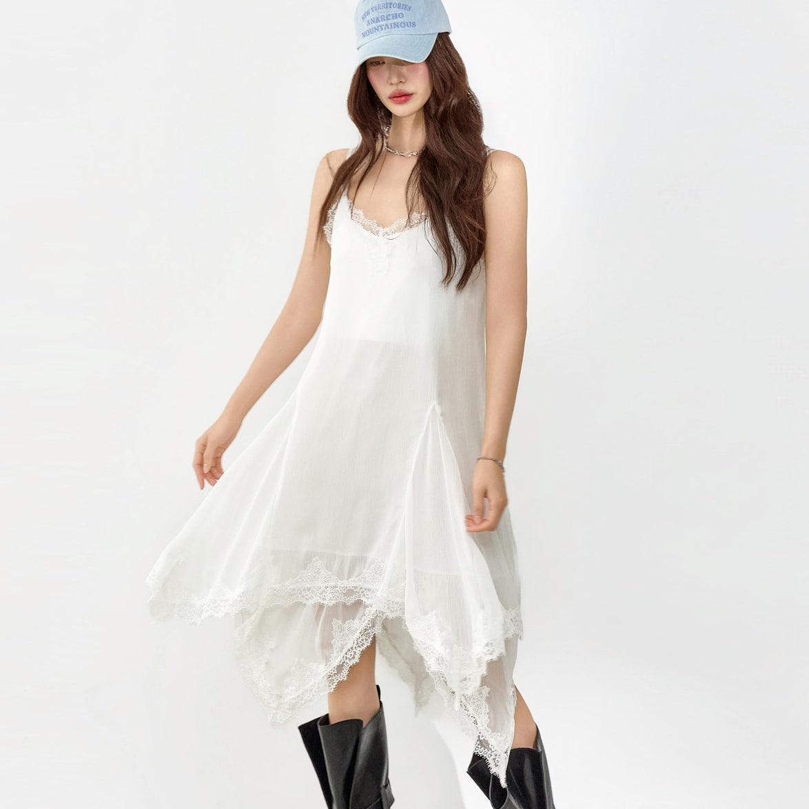 D5451 Lace Slip Dress