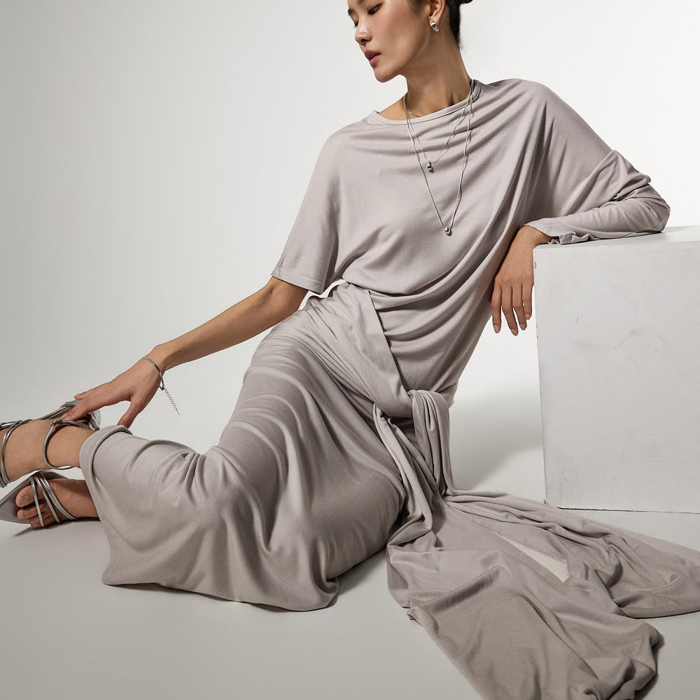 D5488 ストラップアシンメトリードレス