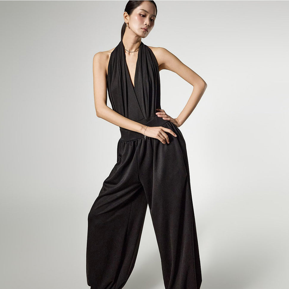 D5533 Drape Halter Two-Piece