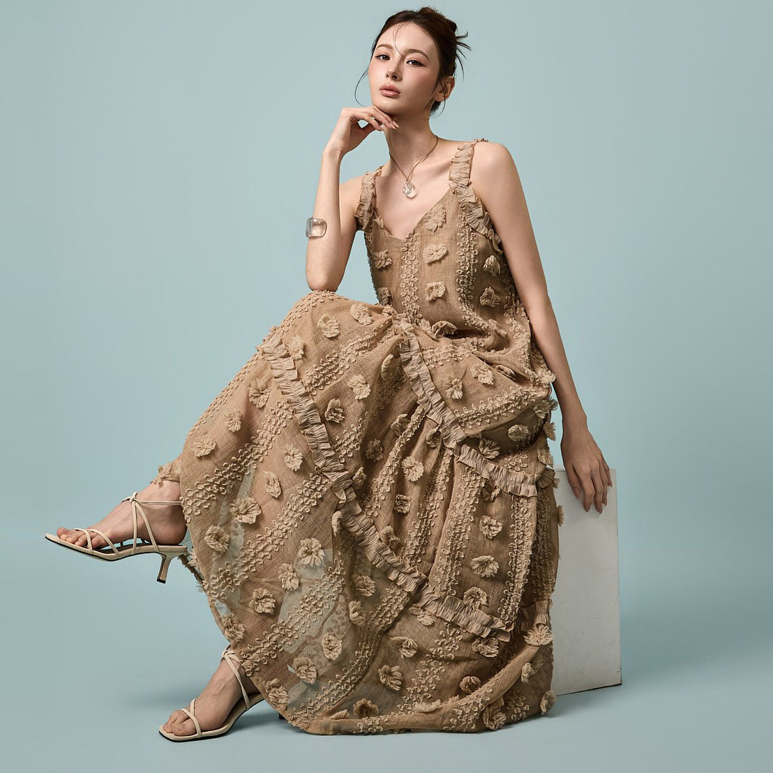 D5549 フラワーシフォンドレス