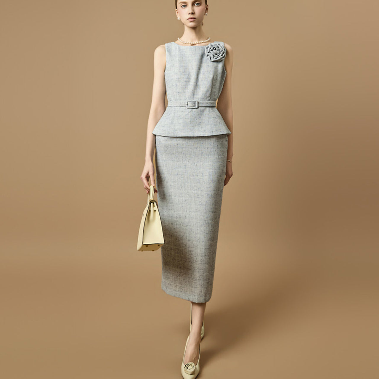 D5557 Rose Dress with Belt Set