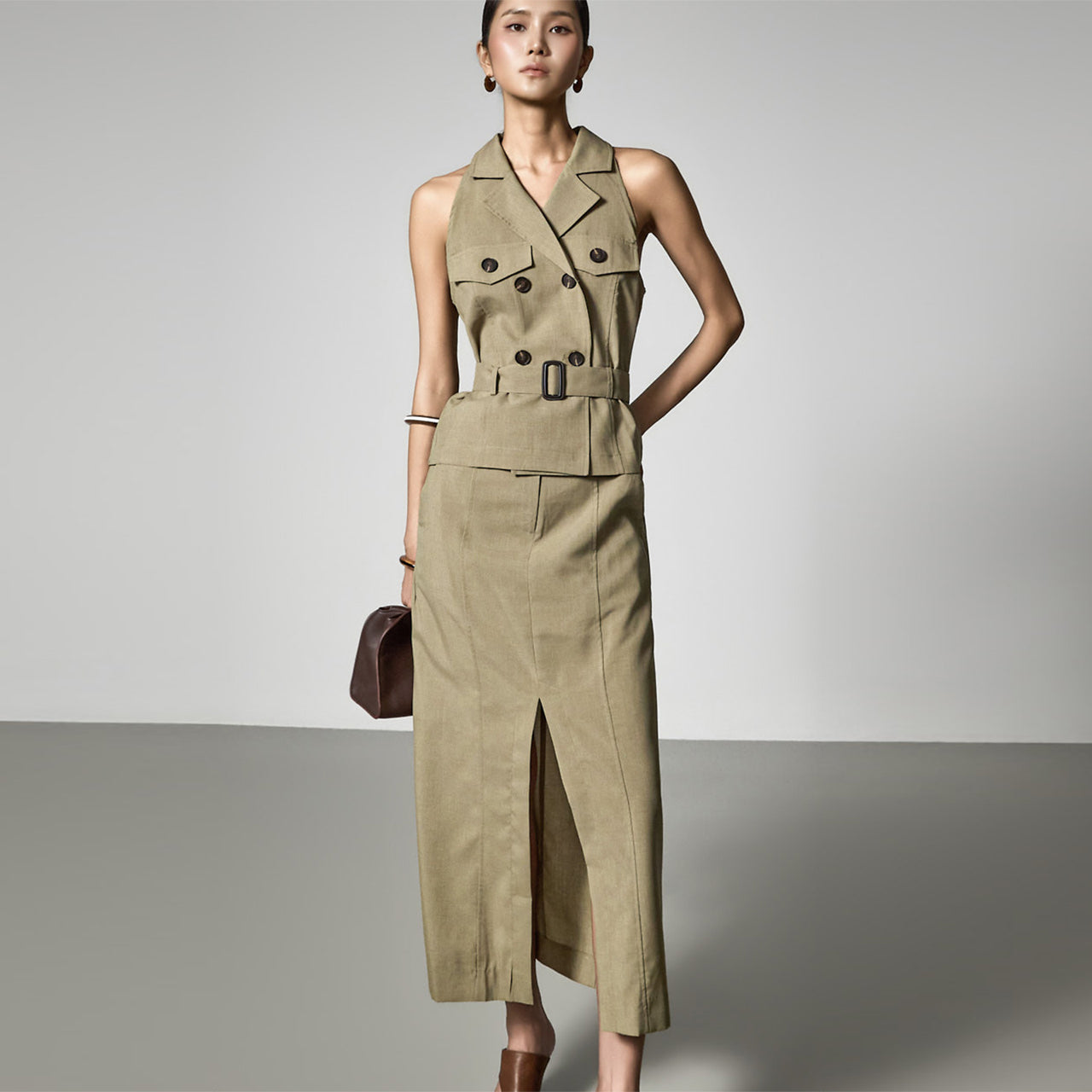 D5564 Trench Belted Dress