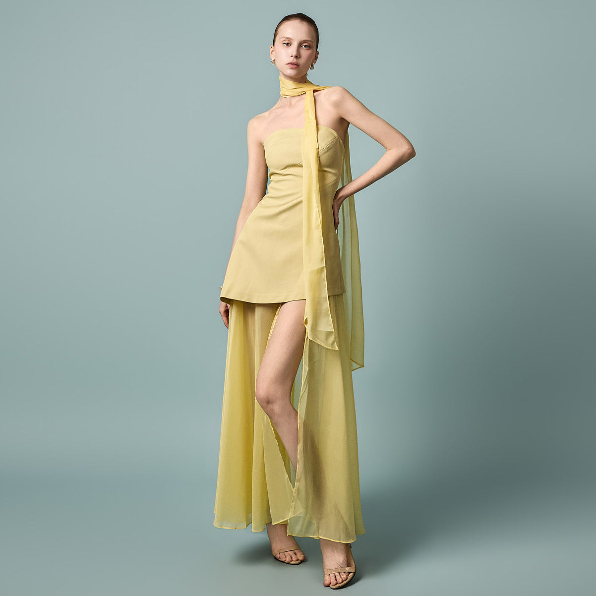 D5606 Scarf Layered Dress