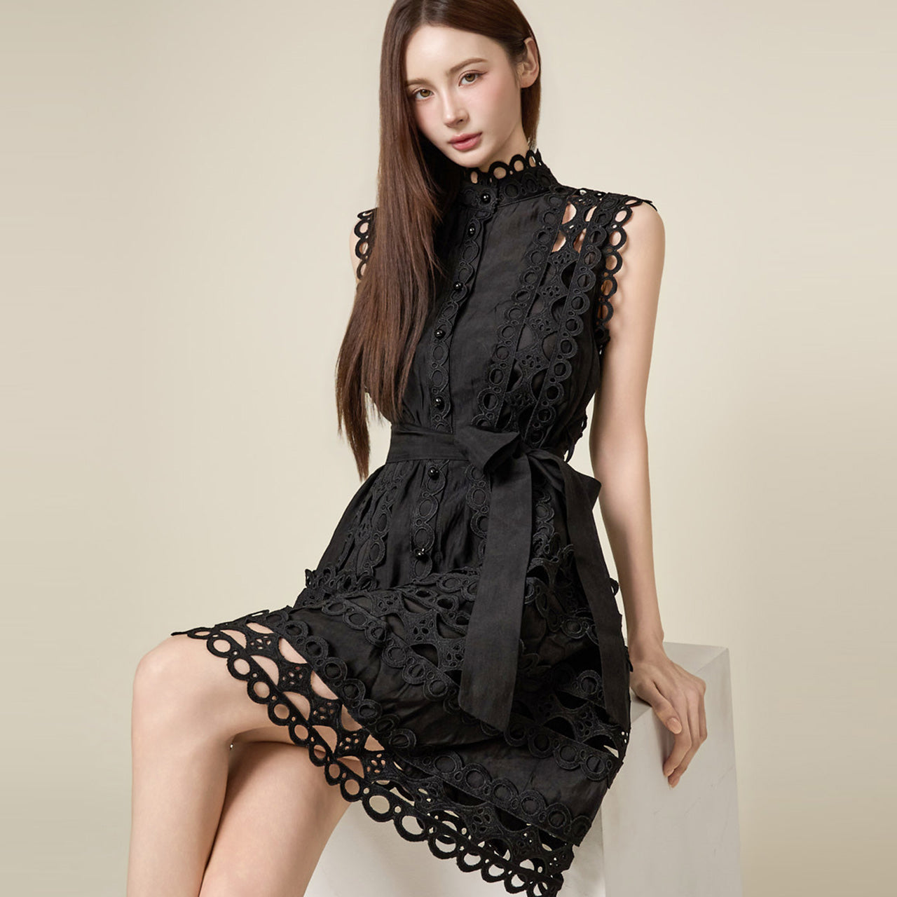 D5628 吊带套装打孔连衣裙