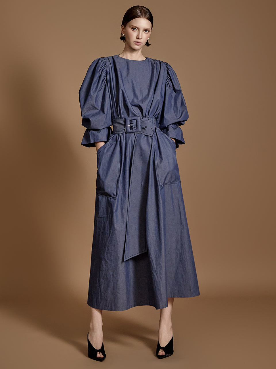 D9457 Belted Trench Dress