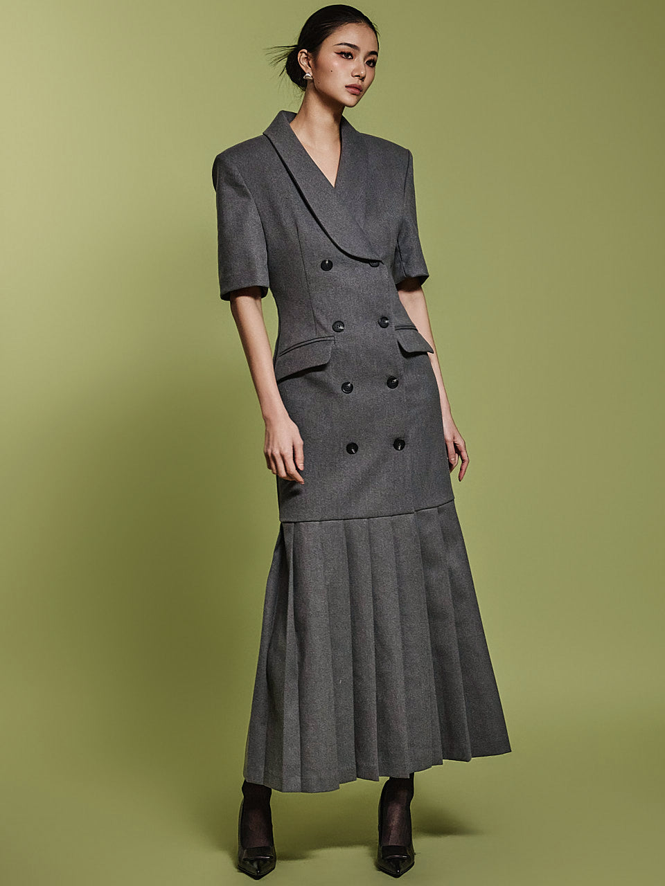 D9512 Shawl Collar Dress