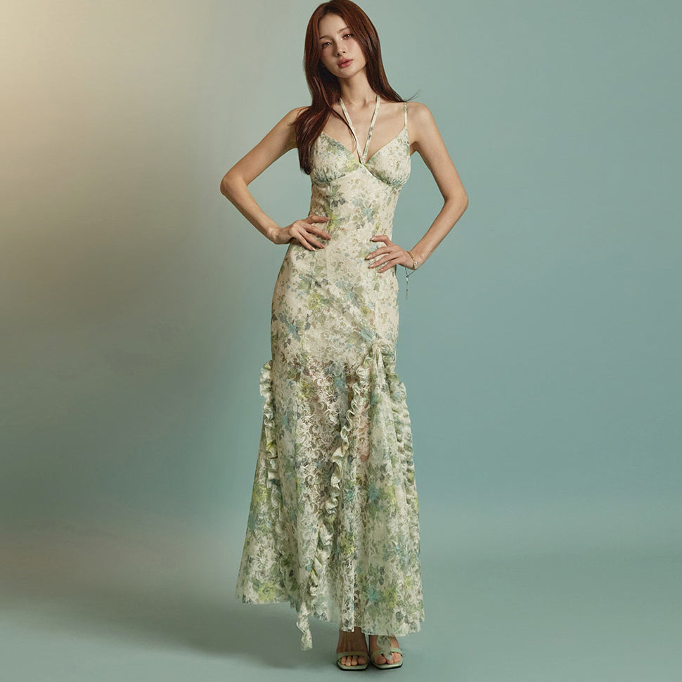 D9549 Floral Frill Dress