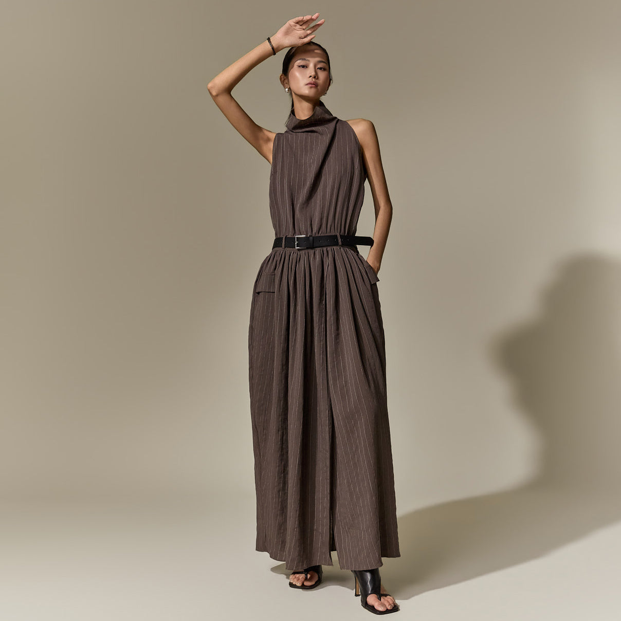 D9636 Striped Balloon Dress