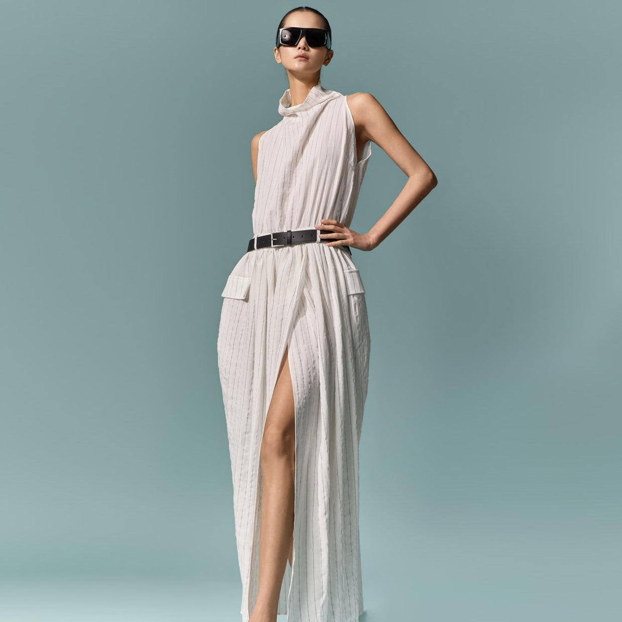 D9636 Striped Balloon Dress