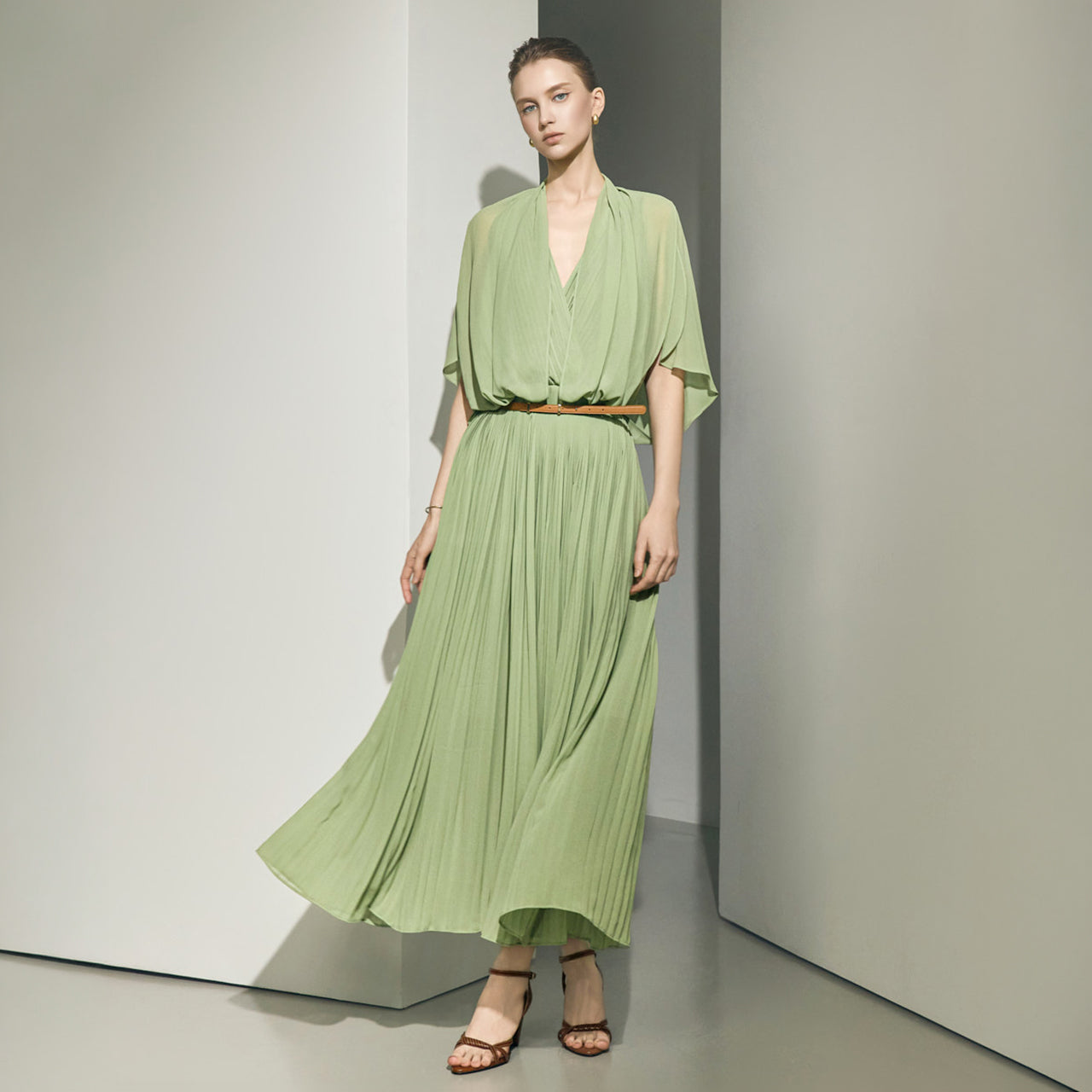 D9645 Plunge V-Neck Dress