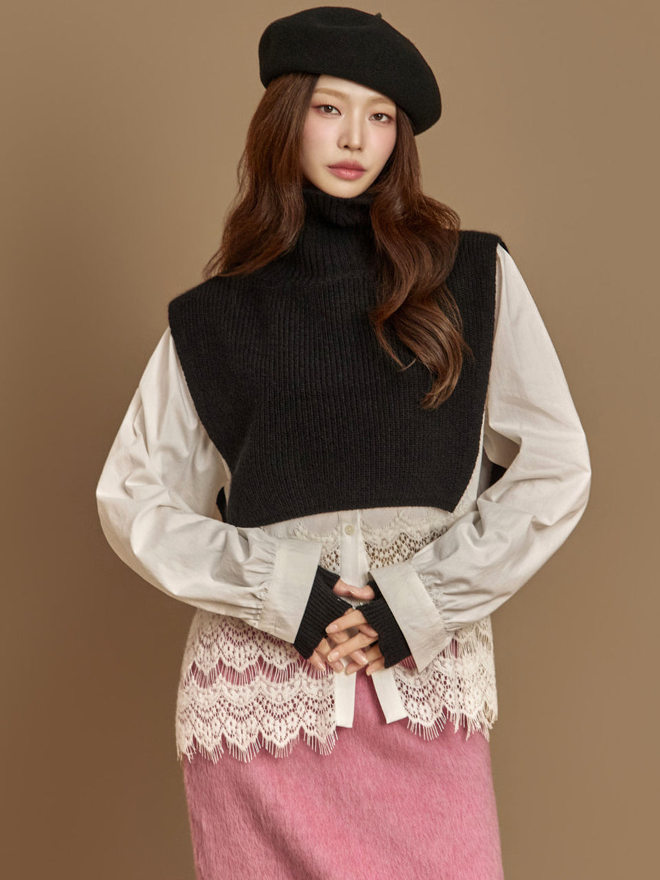 E2889 Turtleneck Knit Vest