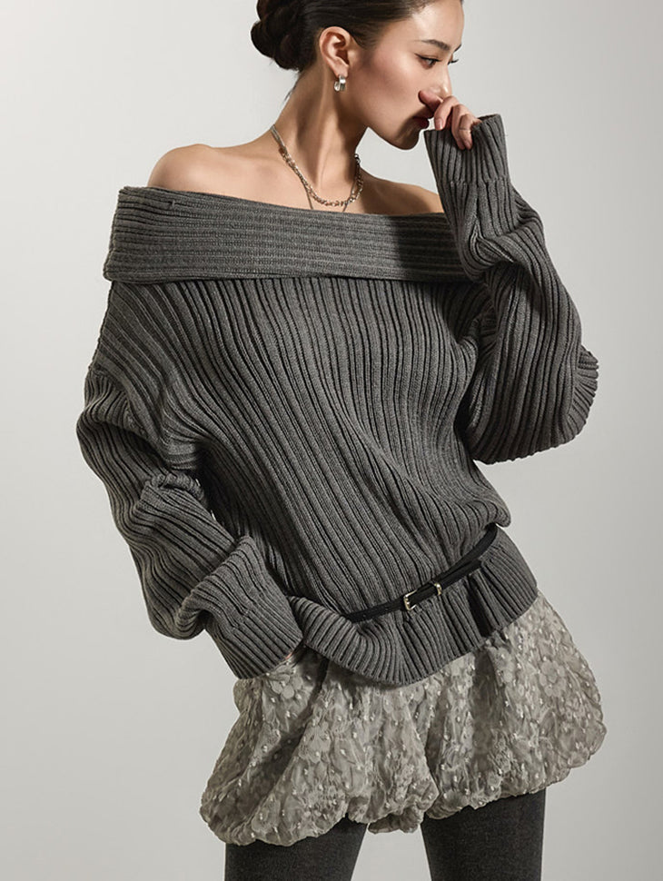 E3696 Off-shoulder knit