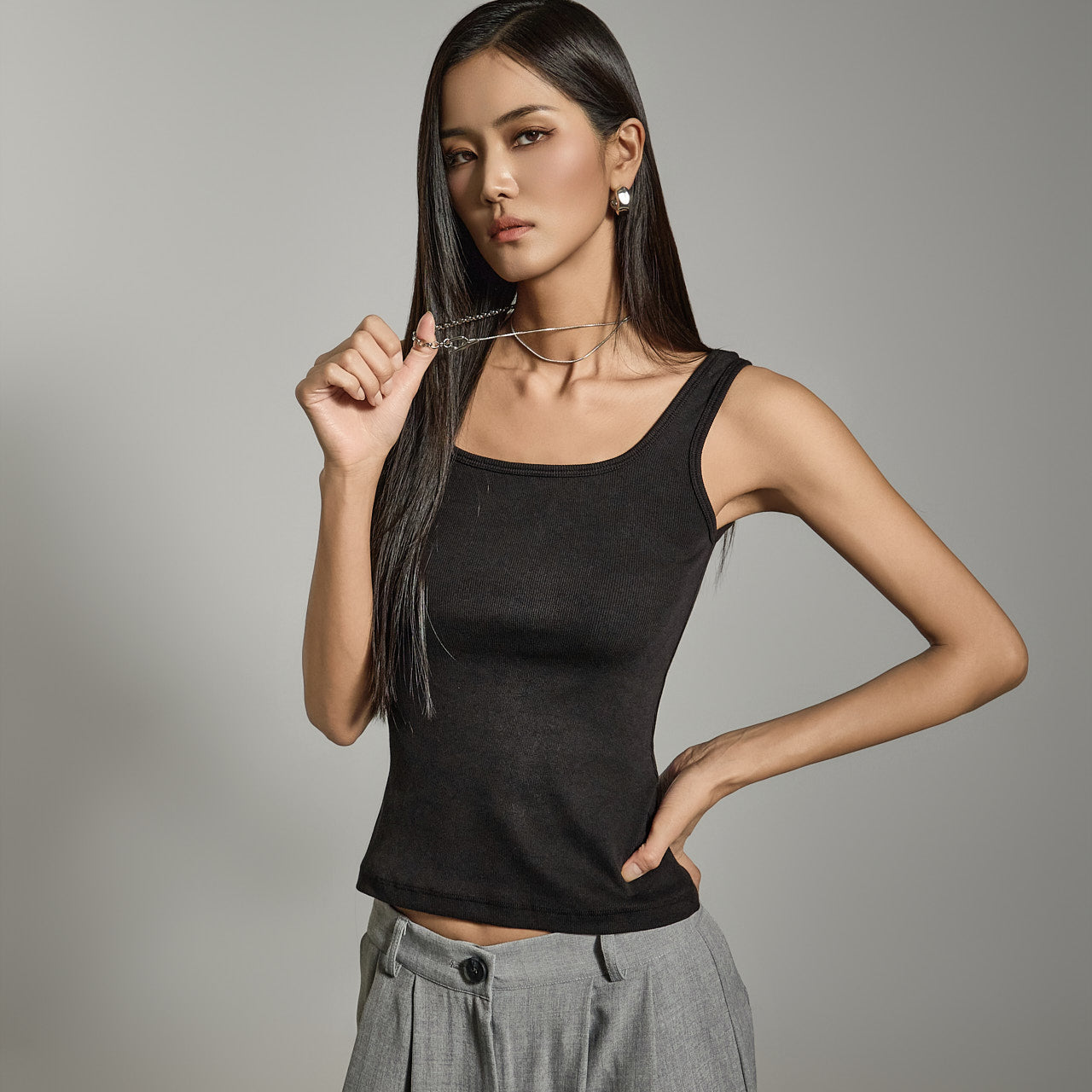 E3782 Ribbed Sleeveless Top