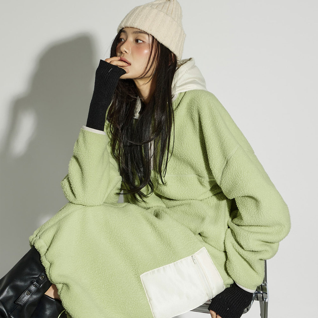 E4055 Fleece Hooded Tops