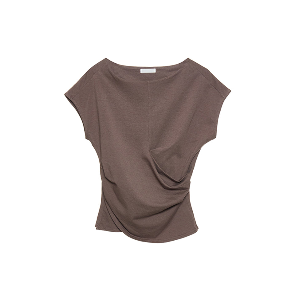 E4185 Twisted Boat Neck Top