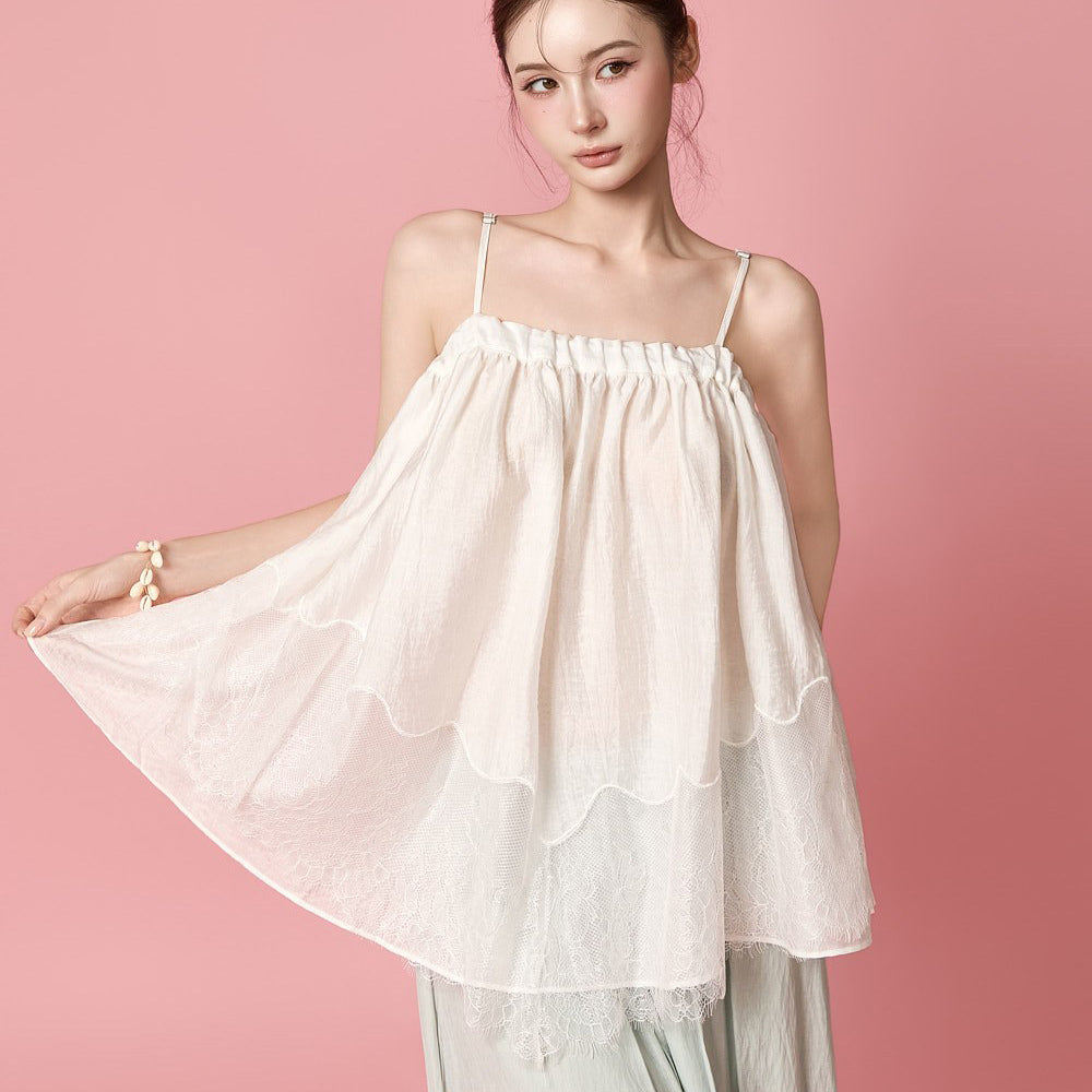 E4334 Sheer Volume Sleeveless Top