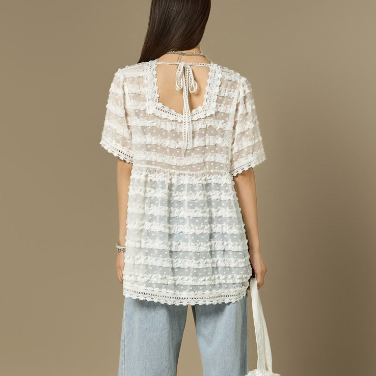 E4353 Embossed Lace Top