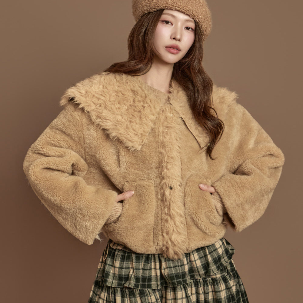 J3029 Teddy Big Collar Jacket